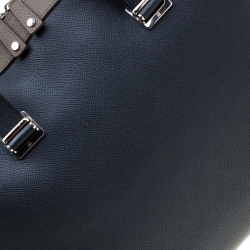 Dunhill Navy Blue/Grey Leather Cadogan Single Document Briefcase
