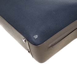 Dunhill Navy Blue/Grey Leather Cadogan Single Document Briefcase