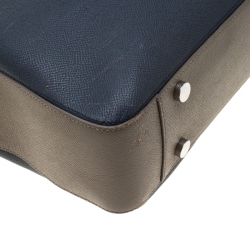 Dunhill Navy Blue/Grey Leather Cadogan Single Document Briefcase