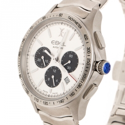 Pre Owned Ebel Silver Stainless Steel Wave Chronograph 1216403 Men's Wristwatch 42 mm