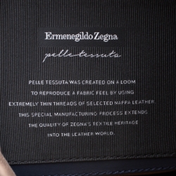 Pre Owned Ermenegildo Zegna Navy Blue Pelle Leather Tessuta Backpack