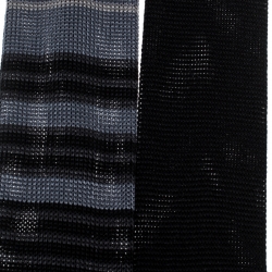 Pre Owned Emporio Armani Colorblock Striped Silk Knit Square Bottom Tie