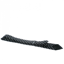 Pre Owned Emporio Armani Monochrome Striped Silk Jacquard Traditional Tie