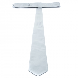 Pre Owned Emporio Armani Grey Silk Logo Embroidered Traditional Tie