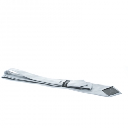 Pre Owned Emporio Armani Grey Silk Logo Embroidered Traditional Tie