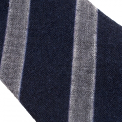 Emporio Armani Navy Blue and Grey Diagonal Striped Wool Tie