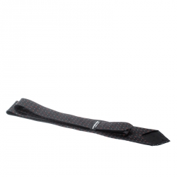 Pre Owned Emporio Armani Black Microflower Patterned Silk Hand Sewn Tie