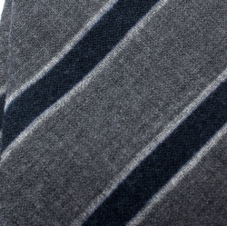 Pre Owned Emporio Armani Grey and Blue Diagonal Striped Wool Tie