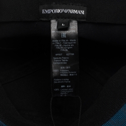Pre Owned Emporio Armani Blue Logo Patterned Baseball Cap Size L