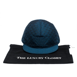 Pre Owned Emporio Armani Blue Logo Patterned Baseball Cap Size L
