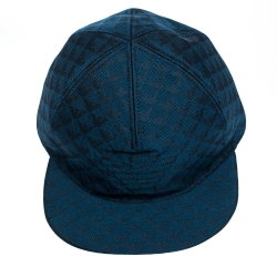 Pre Owned Emporio Armani Blue Logo Patterned Baseball Cap Size L