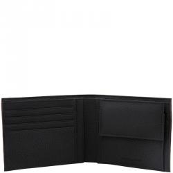 Emporio Armani Black Pebbled Leather Bifold Wallet