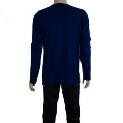 Pre Owned Emporio Armani Blue Multicolor Men's Sweater XXXL