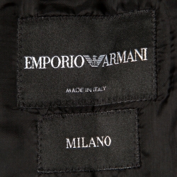 Pre Owned جاكيت بليزر أمبوريو أرماني صوف جاكار رصاصي داكن بصفين أزرار M