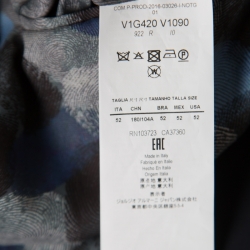 Pre Owned Emporio Armani Navy Blue Nylon Fingerprint Lined Double Breasted Jacket XL