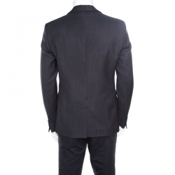 مملوكة مسبقًا Emporio Armani Grey Wool Fingerprint Lined Tailored Blazer L