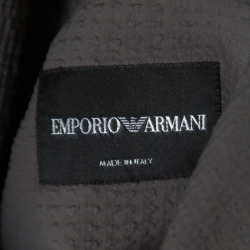 Pre Owned Emporio Armani Grey Textured Double Breasted Blazer XL