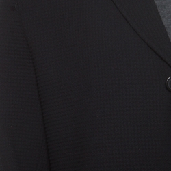 Pre Owned Emporio Armani Black Lattice Embossed Cotton Shawl Lapel Blazer XXL