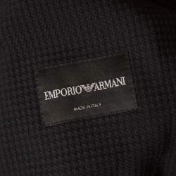 Pre Owned Emporio Armani Black Lattice Embossed Cotton Shawl Lapel Blazer XXL