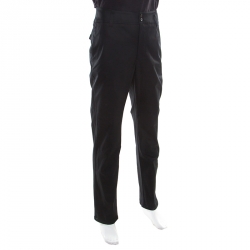 مملوكة مسبقًا Emporio Armani Black Cotton High Waist Tailored Trousers 2XL