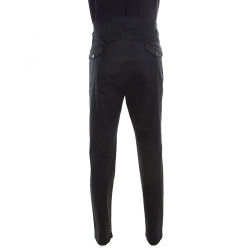 مملوكة مسبقًا Emporio Armani Black Cotton High Waist Tailored Trousers 2XL