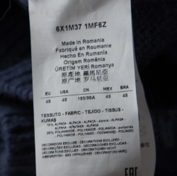 Pre Owned Emporio Armani Blue Square Patterned Tape Detail Alpaca Sweater M