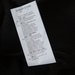 Pre Owned Emporio Armani Black Chunky Knit Leather Paneled Hooded Double Breasted Jacket XL