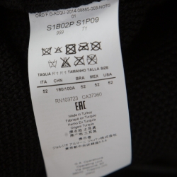 Pre Owned Emporio Armani Black Chunky Knit Leather Paneled Hooded Double Breasted Jacket XL