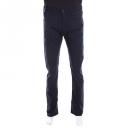Pre Owned Emporia Armani Navy Blue Cotton Stretch Regular Fit Trousers M