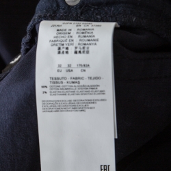 Pre Owned Emporia Armani Navy Blue Cotton Stretch Regular Fit Trousers M