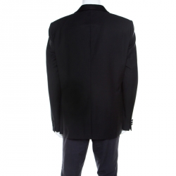 Pre Owned Emporio Armani Black Wool Satin Shawl Lapel Tuxedo Blazer 4XL