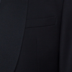 Pre Owned Emporio Armani Black Wool Satin Shawl Lapel Tuxedo Blazer 4XL