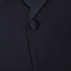 Pre Owned Emporio Armani Black Wool Satin Shawl Lapel Tuxedo Blazer 4XL