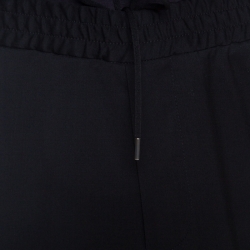 Pre Owned Emporio Armani Black Wool Elasticized Waist Straight Fit Trousers XL