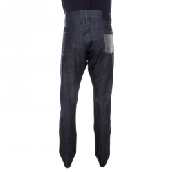 Pre Owned Emporio Armani Indigo Dark Wash Denim Studded Pocket Detail Tapered Jeans XXL