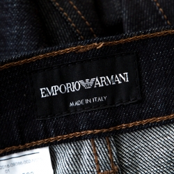 Pre Owned Emporio Armani Indigo Dark Wash Denim Studded Pocket Detail Tapered Jeans XXL