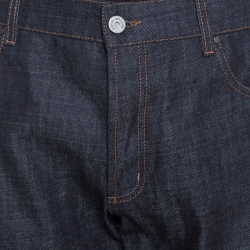 Pre Owned Emporio Armani Indigo Dark Wash Denim Studded Pocket Detail Tapered Jeans XXL