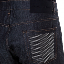 Pre Owned Emporio Armani Indigo Dark Wash Denim Studded Pocket Detail Tapered Jeans XXL