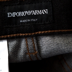 Pre Owned Emporio Armani Black Dark Wash Denim Studded Pocket Detail Tapered Jeans XL