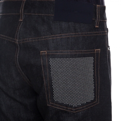 Pre Owned Emporio Armani Black Dark Wash Denim Studded Pocket Detail Tapered Jeans XL