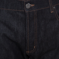 Pre Owned Emporio Armani Black Dark Wash Denim Studded Pocket Detail Tapered Jeans XL