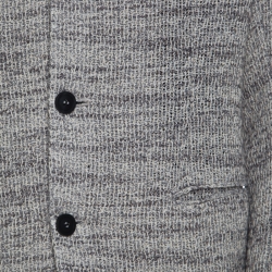 Pre Owned Emporio Armani Grey and Beige Cotton Blend Tweed Blazer L