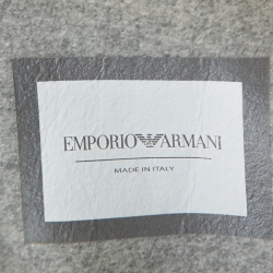 Pre Owned Emporio Armani Grey Wool Cut Out Detail Mandarin Collar Jacket XL