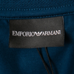 Pre Owned Emporio Armani Blue Patch Detail Cotton Polo T-Shirt L