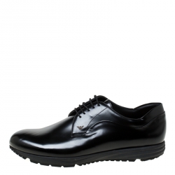 Pre Owned Emporio Armani Black Leather Lace-Up Derby Oxford Size 45