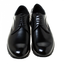 Pre Owned Emporio Armani Black Leather Lace-Up Derby Oxford Size 45