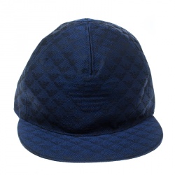 Pre Owned قبعة بيسبول امبوريو أرماني تطريز شعار مونوغرامية زرقاء أليكتريك M