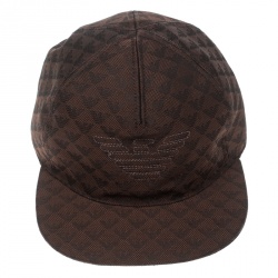 Pre Owned Emporio Armani Brown Monogram Logo Embroidered Baseball Cap M