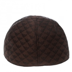 Pre Owned Emporio Armani Brown Monogram Logo Embroidered Baseball Cap M