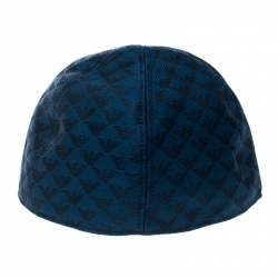 Pre Owned قبعة أمبوريو أرماني بيسبول تطريز شعار مونوغرامية زرقاء أليكتريك M